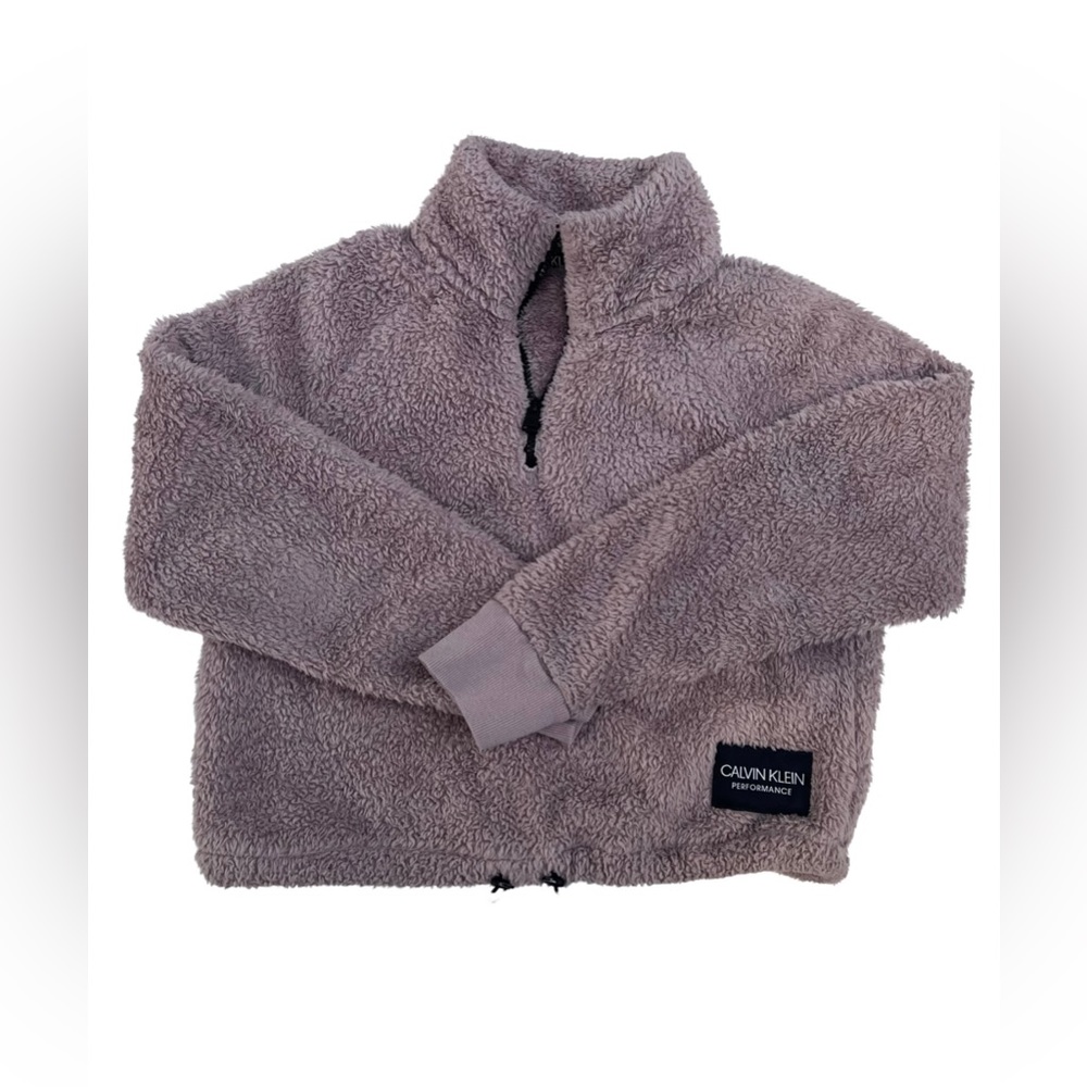 Calvin Klein Performance Cropped Quarter Zip Fleece Sweatshirt, Medium